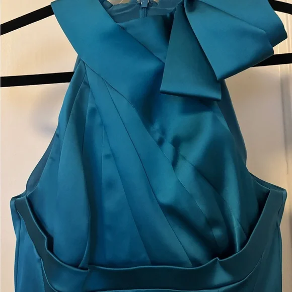 Karen Millen Teal Satin Midi Dress - Picture 2 of 11